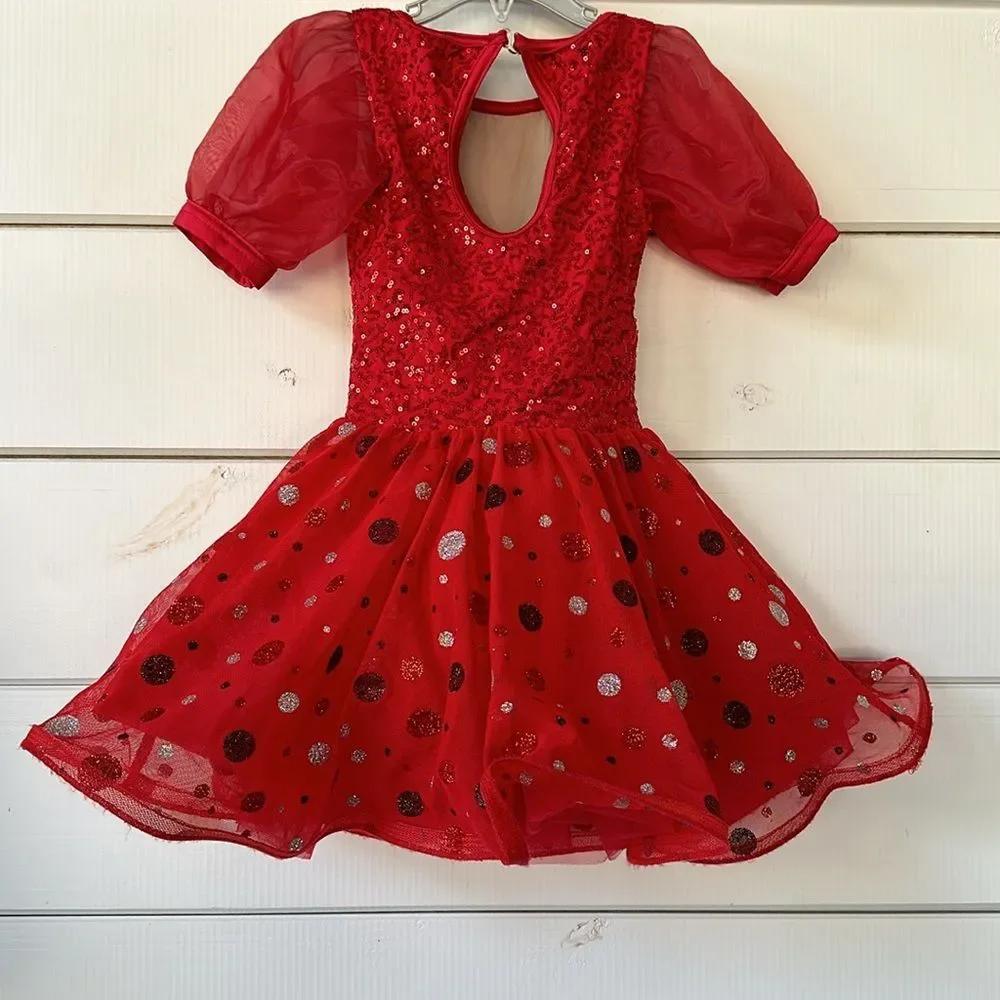 Weissman Showtime A Bluebird On Your Windowsill Dance Costume SC Red Polka Dot